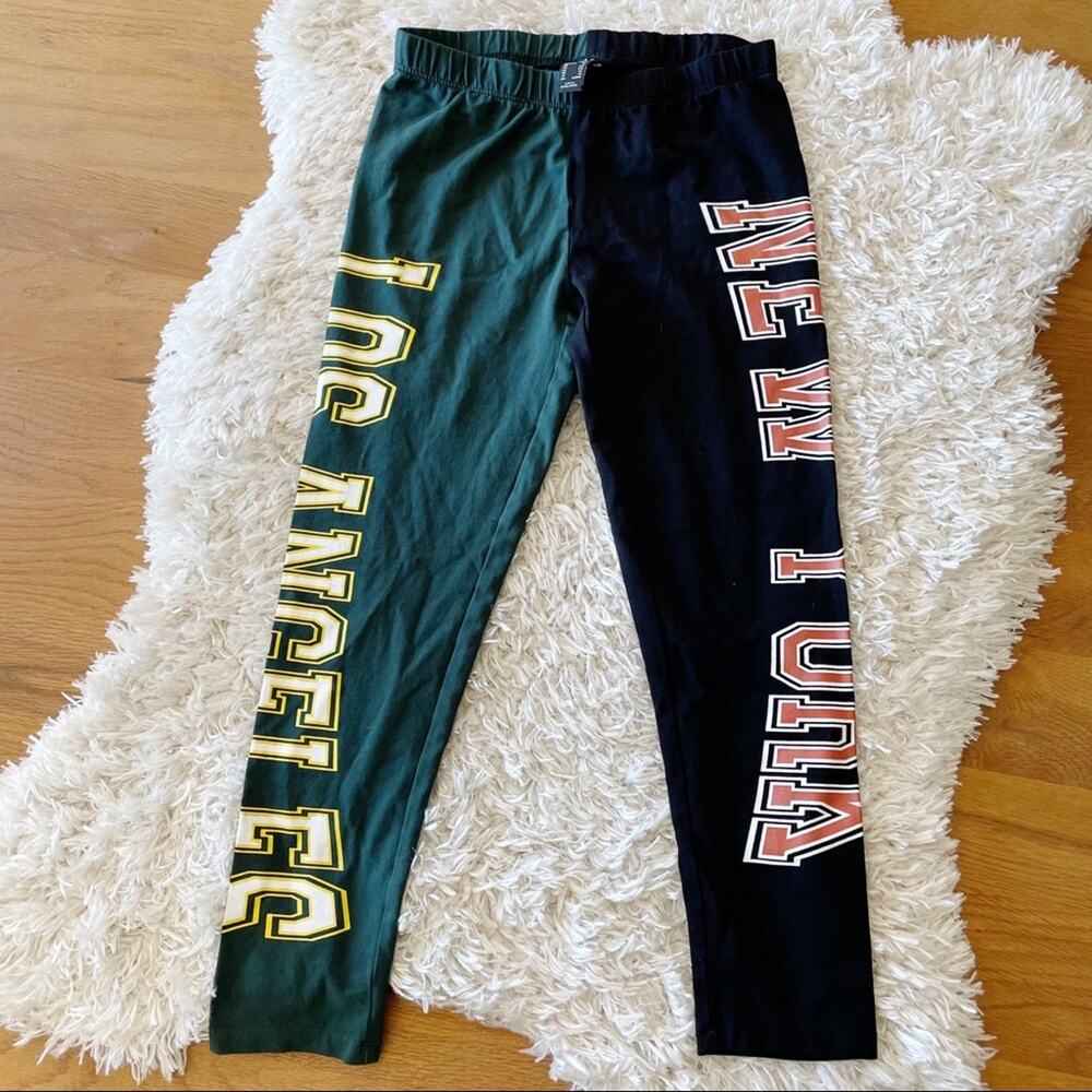 Forever 21 KIDS New York Los Angeles leggings two tone kids girls size 7 / 8